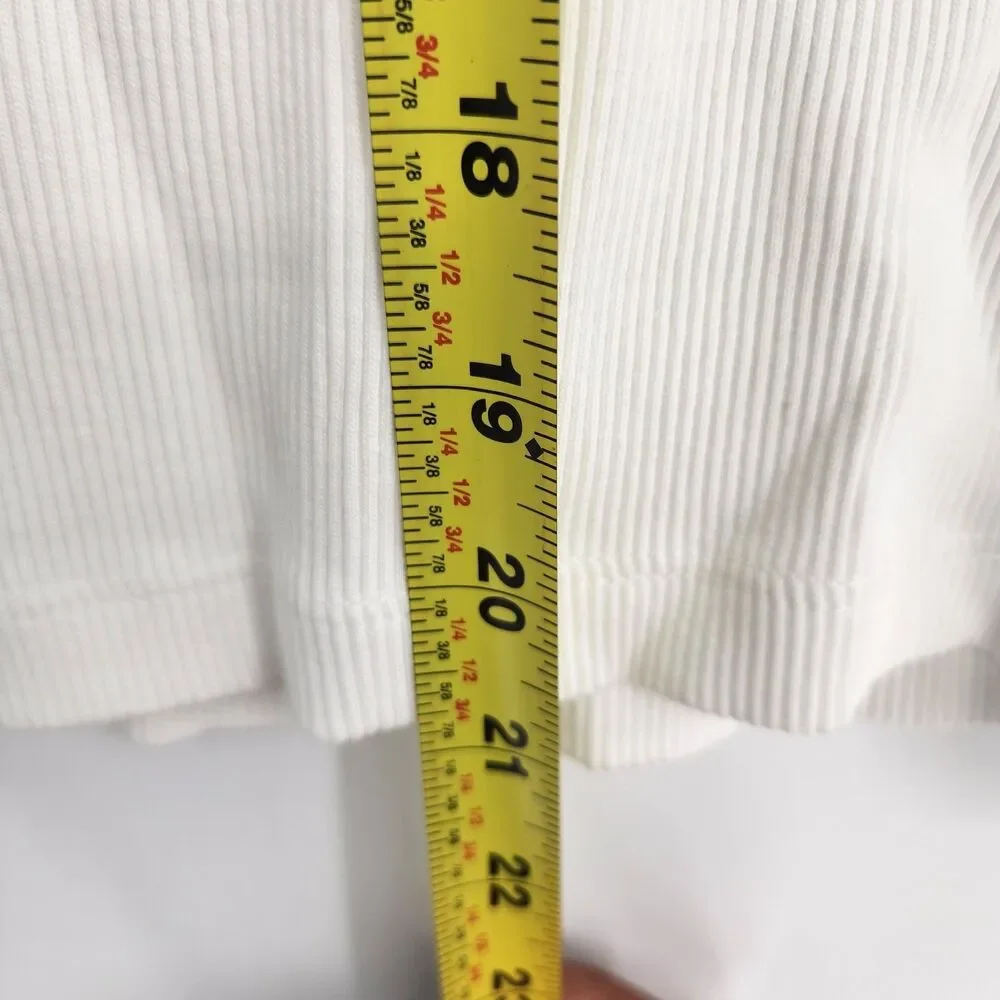 Madewell Large White Ribbed Puff Sleeve Top NWT‎